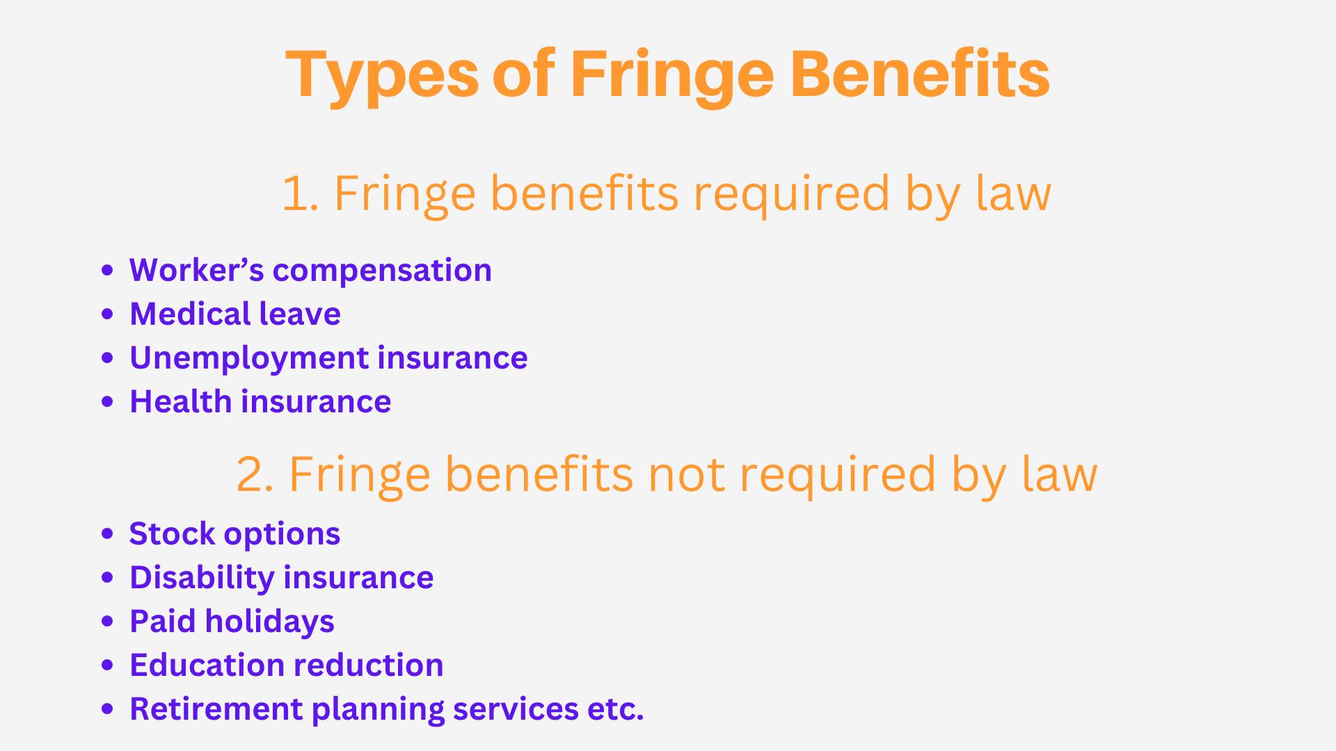 Types of Fringe Benefits